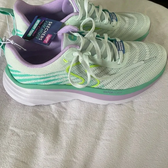 (NEW) Skechers Women's Dual-Lite Sneakers - White and Purple - Picture 3 of 4